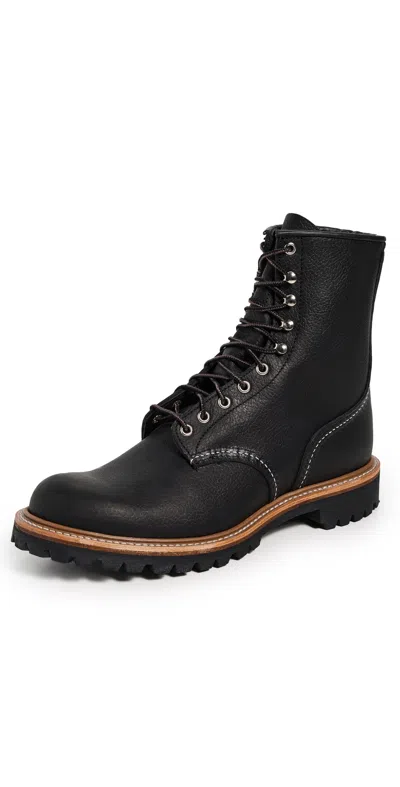Red Wing Logger Oil Slick Leather Boots 8 Black Oil Slick