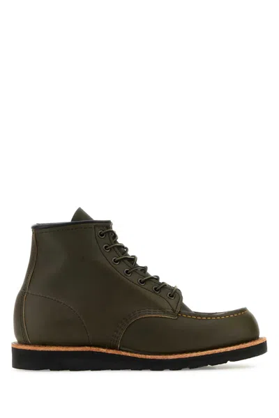 Red Wing Olive Green Leather Ankle Boots
