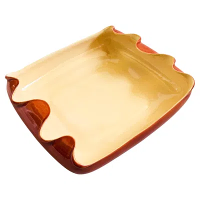 Pre-owned Red Wing Pottery 1 Red Wing Pottery Ruffled Square Bowl