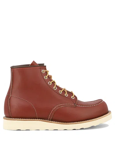 RED WING SHOES CLASSIC MOC ANKLE BOOTS BROWN