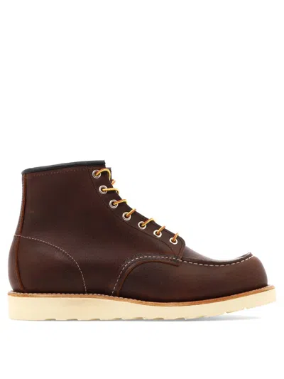 Red Wing Shoes Ankle Lace-up Moccasin Round Toe In Burgundy