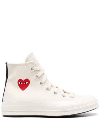 Red Wing Shoes Comme Des Garçons Play Chuck Taylor Red Heart Sneakers In White