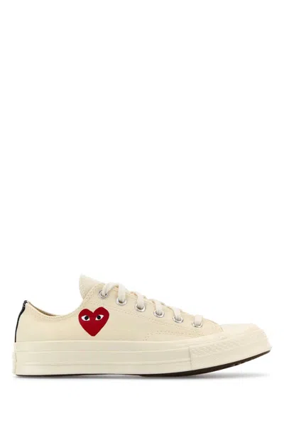 Red Wing Shoes Comme Des Garçons Play Ivory Canvas Comme Des Garã§ons X Converse Sneakers In Neutral