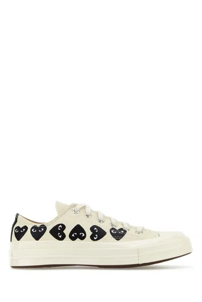 Red Wing Shoes Comme Des Garçons Play Ivory Canvas Comme Des Garã§ons X Converse Sneakers In White