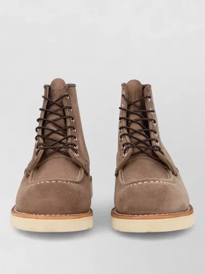 Red Wing Shoes Lace Up Round Toe Ankle Moc Shoes In Brown