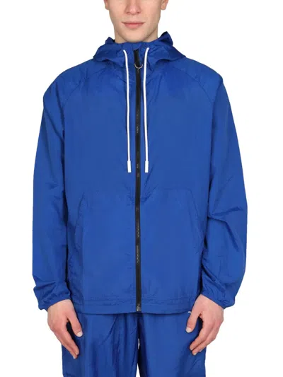 Red Wing Shoes Marcelo Burlon County Of Milan Cross Print Windbreaker Jacket In Blue