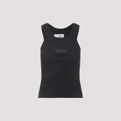 Red Wing Shoes Mm6 Maison Margiela Logo Cotton Tank Top In Black