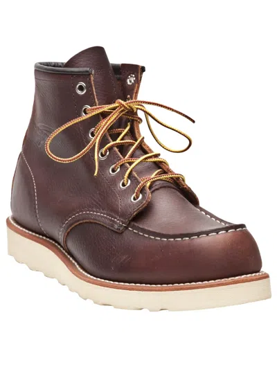 Red Wing Shoes Ankle Boots With Contrast Stitching And Rubber Sole In Brown