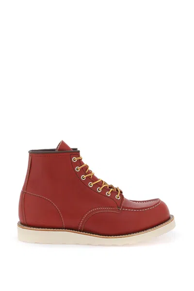 Red Wing Shoes Red Leather Classic Moc Ankle Boots For Men