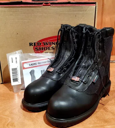 Pre-owned Red Wing Shoes Red Wing 4273 Zip-up Fire Boots (steel Toe) In Black