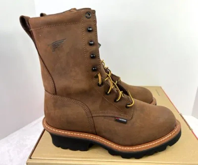 Pre-owned Red Wing Shoes Red Wing 4420 Loggermax Work Boots Mens 10.5 D Waterproof Steel Toe 9” In Brown