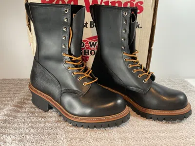 Pre-owned Red Wing Shoes Red Wing 699 Vibram Logger Boot Vintage Multiple Sizes Leather Usa In Black