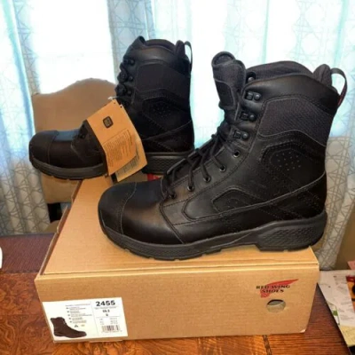 Pre-owned Red Wing Shoes Red Wing Exos Lite 2455 8" Black Work Boots Safety Toe Size 14 D Brand