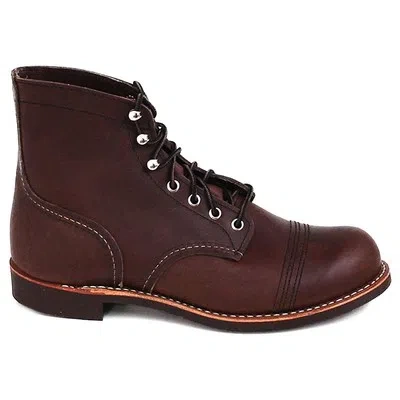 Pre-owned Red Wing Shoes Red Wing Mens Boots Iron Ranger Casual Lace-up Goodyear-welt Toe-cap Leather In Amber