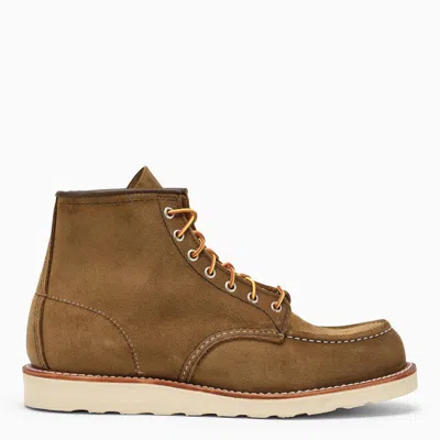 Red Wing Shoes Redwing Classic Moc Olive Suede Boot In Beige