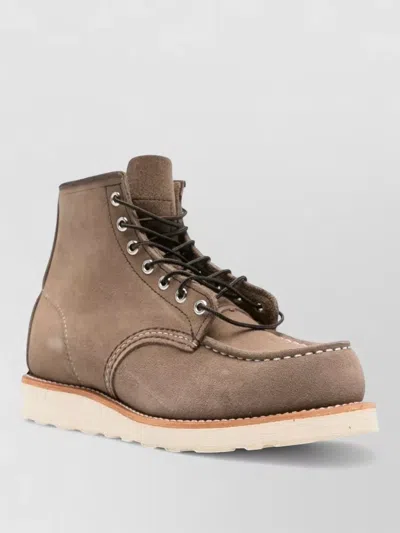 Red Wing Shoes Round Toe Ankle Boots Contrast Stitching In Brown
