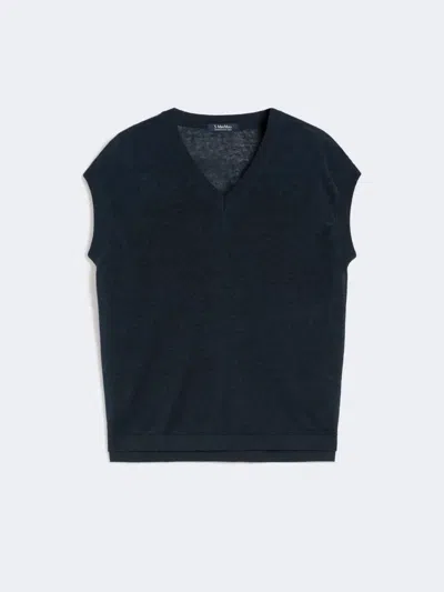 Red Wing Shoes S Max Mara Smmghianda Knitted Waistcoat Navy In Blue