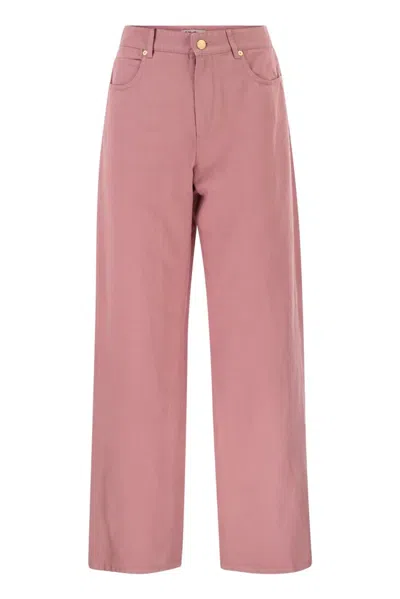 Red Wing Shoes S Max Mara Smmonorata - 5-pocket Trousers In Cotton And Linen In Pink