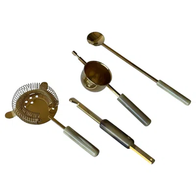 Pre-owned Rede Guzzini 24-karat Gold-plated Cocktail Set, Italy, 1970s