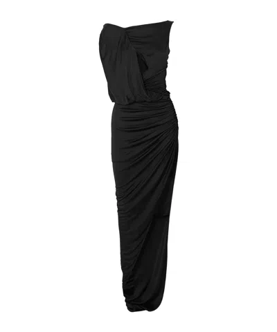 Redemption Cutout Draped Ruched Stretch-jersey Gown In Black