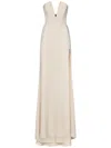 Redemption Plunging V-neck Beige Dress With Fitted Bodice In Beige