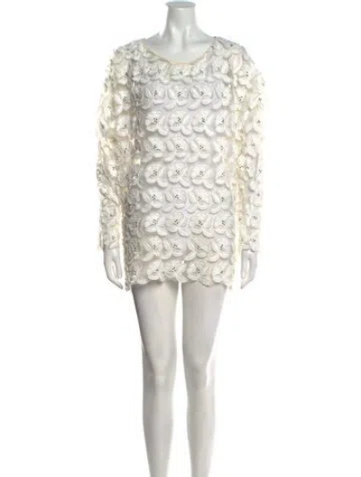 Pre-owned Redemption Lace Pattern Mini Dress In White