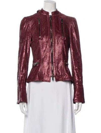 Pre-owned Redemption Leather Evening Jacket In Burgundy