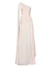 Redemption One-shoulder Draped Gown In Neutral