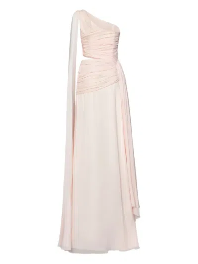 Redemption One-shoulder Draped Gown In Neutral