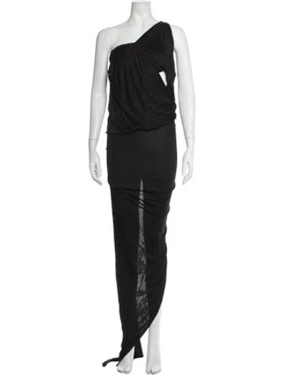 Pre-owned Redemption One-shoulder Long Dress In Black