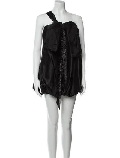 Pre-owned Redemption One-shoulder Mini Dress In Black