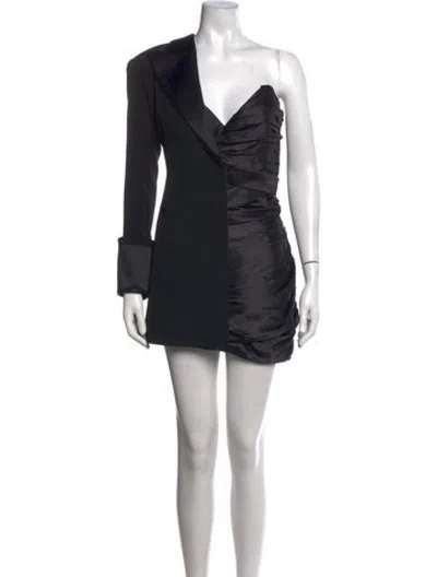 Pre-owned Redemption One-shoulder Mini Dress In Black