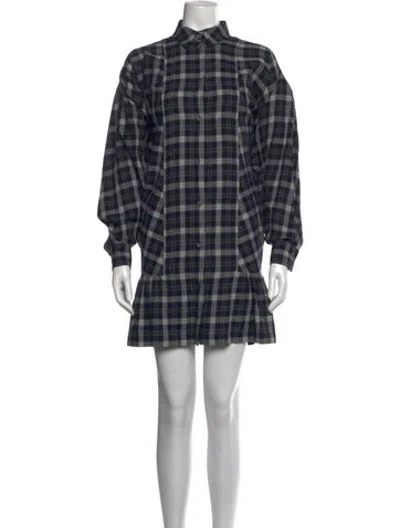 Pre-owned Redemption Plaid Print Mini Dress In Blue