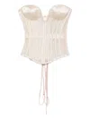 Redemption Satin-paneled Mesh Corset In Pink