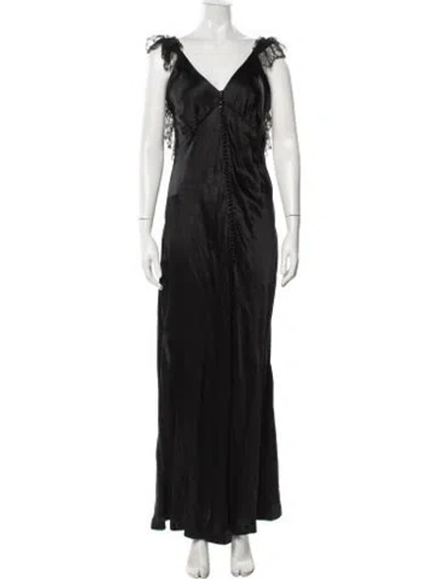 Pre-owned Redemption Silk Long Dress In Black