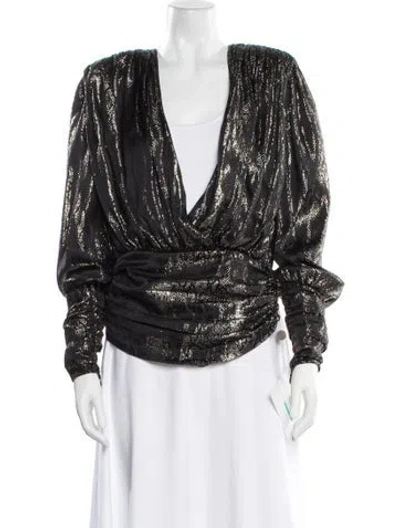 Pre-owned Redemption Silk Patterned Top In Black