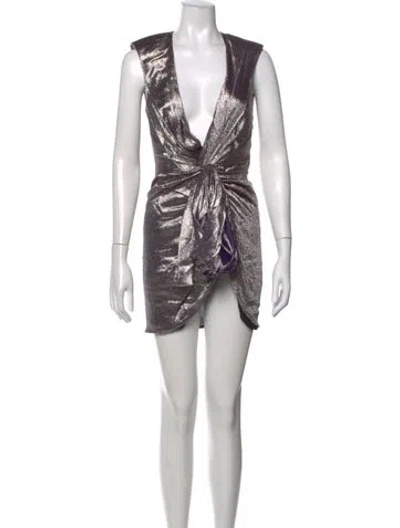 Pre-owned Redemption V-neck Mini Dress In Metallic/purple