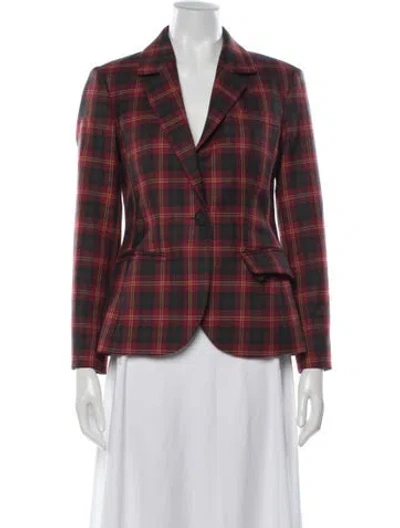 Pre-owned Redemption Wool Plaid Print Blazer In Red