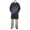 Redemptive Men's Navy And Blue Check Seamless Bonding Pattern Coat In Blue