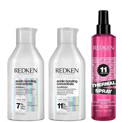 Redken Acidic Bonding Concentrate Shampoo And Conditioner With Thermal Heat Protector In White