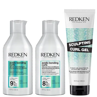 Redken Acidic Bonding Curls Shampoo Conditioner And Sculpting Curl Gel Bonding Care Bundle For Curls And Co In White