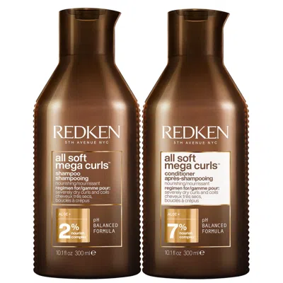 Redken All Soft Mega Curl Hydrating And Nourishing Shampoo And Conditioner Bundle For Curly And Coily Hair In White