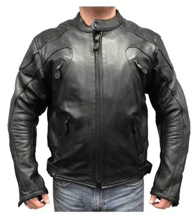 Pre-owned Redline Leather Redline Men's Armor Cowhide Leather Sport Motorcycle Jacket, Black M-36