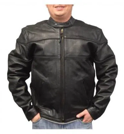 Pre-owned Redline Leather Redline Men's Cowhide Leather Motorcycle Jacket W/ Thinsulate Liner, Black M-100