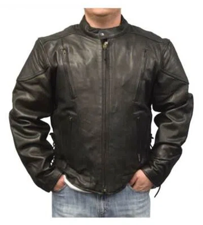 Pre-owned Redline Leather Redline Men's Touring Leather Motorcycle Jacket W/ Gator Lining M-400gs In Black