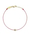 Redline Yellow Gold Pure Diamond Red Cord Bracelet In Red