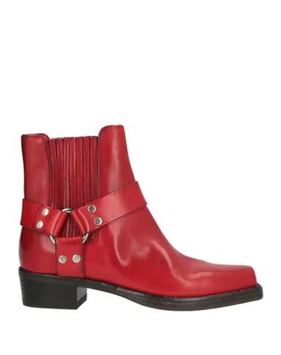 Re/done Woman Ankle Boots Red Size 9 Soft Leather