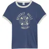 Re/done 60s Slim Ringer Printed Cotton-blend Jersey T-shirt In Blue