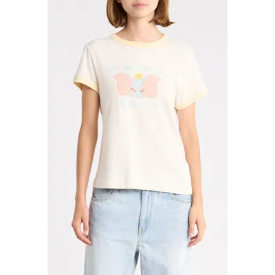 Re/done '60s Slim Dumbo Graphic Ringer Tee In Vintwhitshor