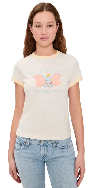 Re/done 60s Slim Ringer Dumbo Tee Vintage White W/ Shortbread